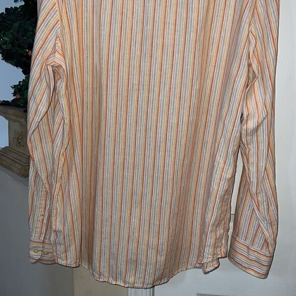 Banana Republic Men’s XL 100% Linen sherbet striped shirt - Picture 11 of 14